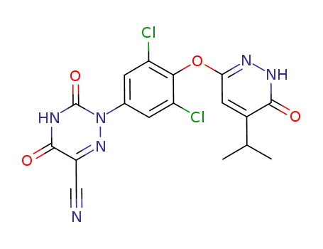 2-[3,5-dichloro-4-[[1,6-dihydro-5-(1-methylethyl)-6-oxo-3-pyridazinyl]oxy]phenyl]-2,3,4,5-tetrahydro-3,5-dioxo-1,2,4-triazine-6-carbonitrile