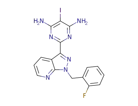 2-{1-[(2-fluorophenyl)methyl]-1H-pyrazolo[3,4-b]pyridin-3-yl}-5-iodopyrimidine-4,6-diamine