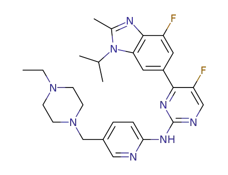 N-(5-((4-ethyl-1-piperazinyl)methyl)-2-pyridinyl)-5-fluoro-4-(4-fluoro-2-methyl-1-(1-methylethyl)-1H-benzimidazol-6-yl)-2-pyrimidinamine